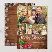 Retro Kerstmis Rustic 4 PHOTO Greep Feestdagenkaart (Voorkant / Achterkant)