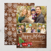 Retro Kerstmis Rustic 4 PHOTO Greep Feestdagenkaart (Voorkant / Achterkant)