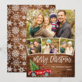 Retro Kerstmis Rustic 4 PHOTO Greep Feestdagenkaart (Voorkant / Achterkant)