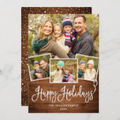 Retro Kerstmis Rustic 4 PHOTO Greep Feestdagenkaart (Voorkant / Achterkant)
