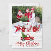 Retro Kerstmis Rustic 4 PHOTO Greep Feestdagenkaart (Voorkant)