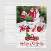 Retro Kerstmis Rustic 4 PHOTO Greep Feestdagenkaart (Voorkant / Achterkant)
