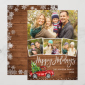 Retro Kerstmis Rustic 4 PHOTO Greep Feestdagenkaart (Voorkant / Achterkant)