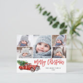 Retro Kerstmis Rustic 5 PHOTO Greep Briefkaart (Staand voorkant)