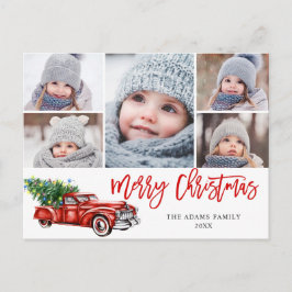 Retro Kerstmis Rustic 5 PHOTO Greep Briefkaart