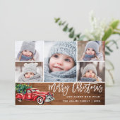 Retro Kerstmis Rustic 5 PHOTO Greep Feestdagenkaart (Staand voorkant)