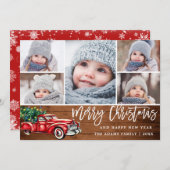 Retro Kerstmis Rustic 5 PHOTO Greep Feestdagenkaart (Voorkant / Achterkant)