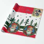 RETRO KERSTMIS SANTA & ANGEL Wrapping Paper Cadeaupapier (Uitgerold)