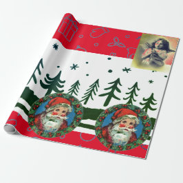 RETRO KERSTMIS SANTA & ANGEL Wrapping Paper Cadeaupapier