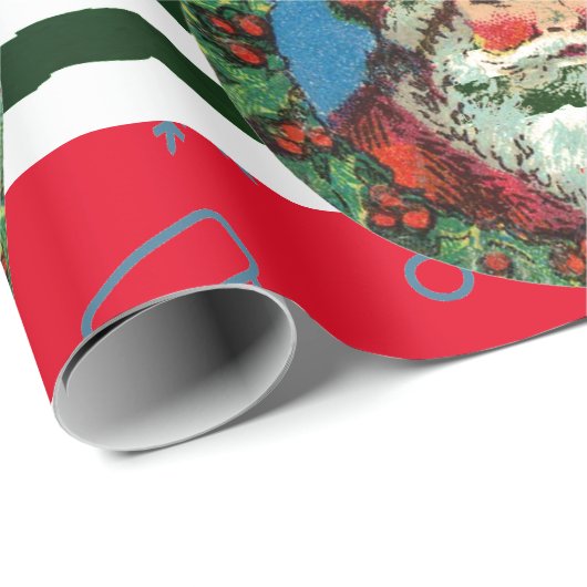 RETRO KERSTMIS SANTA & ANGEL Wrapping Paper Cadeaupapier (Rol Hoek)