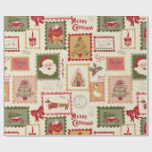 Retro Kerstmis Santa Collage Vakantie Cadeaupapier (Vlak)