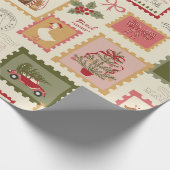 Retro Kerstmis Santa Collage Vakantie Cadeaupapier (Hoek)