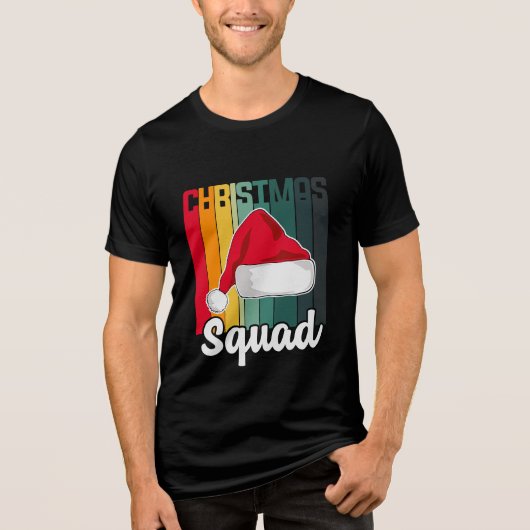 Retro Kerstmis — Santa Hat Festive Tri-Blend Shirt (Voorkant)