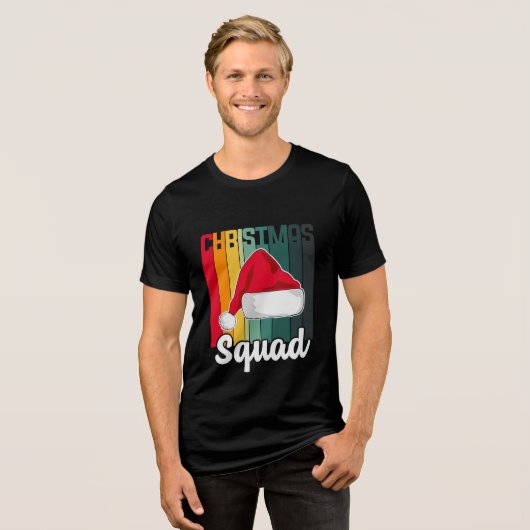 Retro Kerstmis — Santa Hat Festive Tri-Blend Shirt (Voorkant volledig)