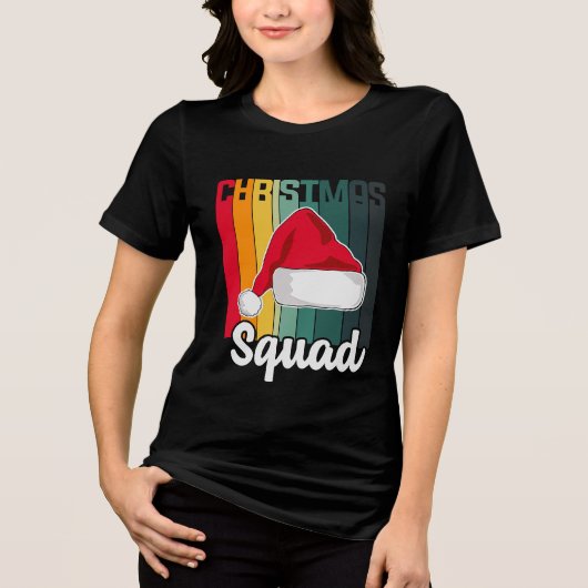 Retro Kerstmis — Santa Hat Festive Tri-Blend Shirt (Voorkant)