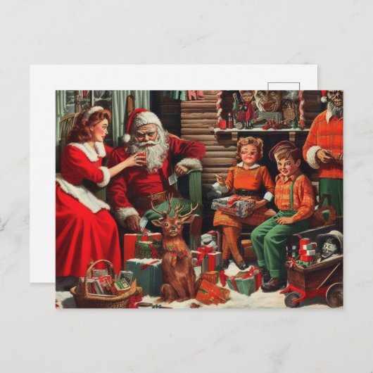 Retro Kerstmis Santa Horror Briefkaart (Voorkant / Achterkant)