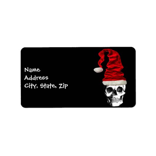 Retro Kerstmis Santa Skull Etiket (Voorkant)