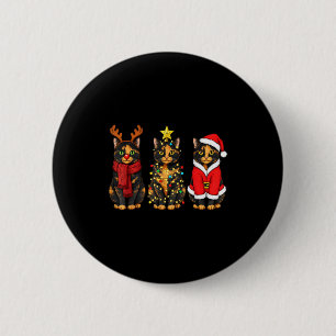 Retro Kerstmis Schildpadkat Kerstman Rendier Ronde Button 5,7 Cm
