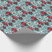 Retro Kerstmis Sci-Fi Robots en Poinsettia's Cadeaupapier (Hoek)