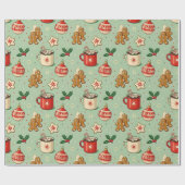 Retro Kerstmis Sfeer Cadeaupapier (Vlak)
