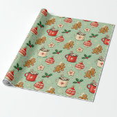 Retro Kerstmis Sfeer Cadeaupapier (Uitgerold)