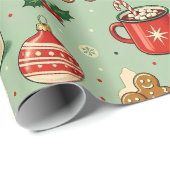 Retro Kerstmis Sfeer Cadeaupapier (Rol Hoek)