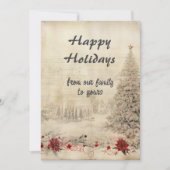 Retro Kerstmis Shabby Chique Sneeuwscène Feestdagenkaart (Voorkant)