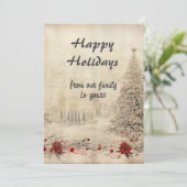 Retro Kerstmis Shabby Chique Sneeuwscène Feestdagenkaart (Staand voorkant)