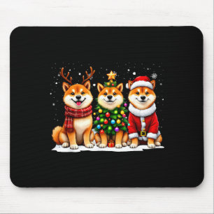 Retro Kerstmis Shiba Inu Kerstman Rendier Hondenli Muismat