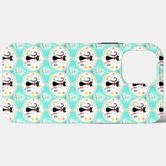 Retro Kerstmis Siamese Cat Ogee Case-Mate iPhone Case (Achterkant (horizontaal))