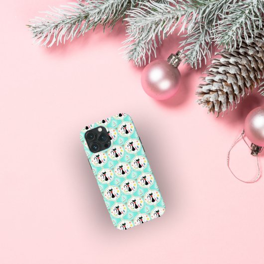 Retro Kerstmis Siamese Kat Ogee Case-Mate iPhone Case
