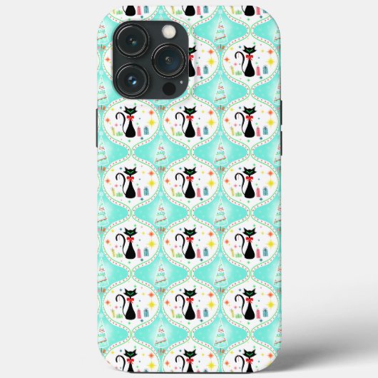 Retro Kerstmis Siamese Kat Ogee Case-Mate iPhone Case (Achterkant)