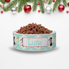 Retro Kerstmis Siamese Kat Ogee Huisdier Naam Voerbakje
