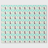 Retro Kerstmis Siamese Kat Ogee Patroon Cadeaupapier (Vlak)