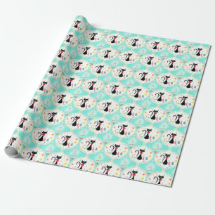 Retro Kerstmis Siamese Kat Ogee Patroon Cadeaupapier