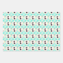 Retro Kerstmis Siamese Kat Ogee Patroon Inpakpapier Vel
