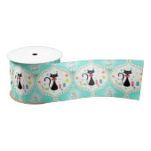 Retro Kerstmis Siamese Kat Ogee Satijnen Lint (Spoel)
