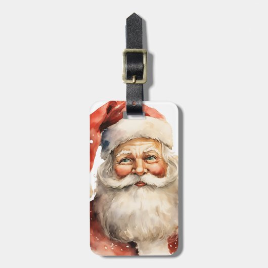 Retro Kerstmis Sinterklaas Bagagelabel (Voorkant verticaal)