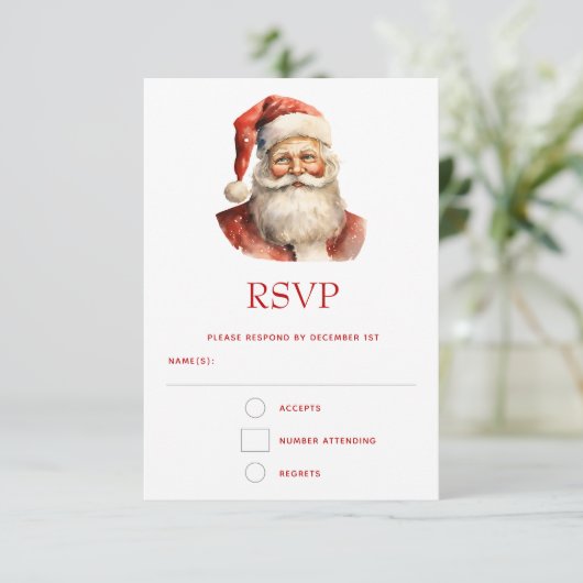 Retro Kerstmis Sinterklaas RSVP Kaartje (Staand voorkant)