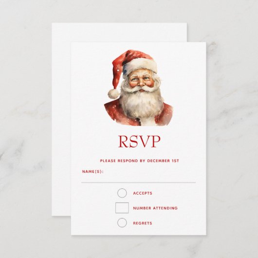 Retro Kerstmis Sinterklaas RSVP Kaartje (Voorkant / Achterkant)