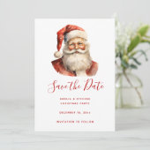 Retro Kerstmis Sinterklaas Save The Date (Staand voorkant)