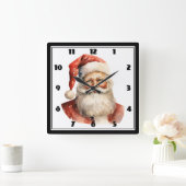 Retro Kerstmis Sinterklaas Vierkante Klok (Huis)