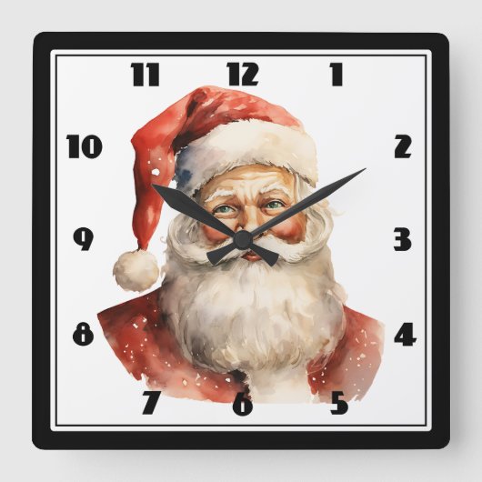 Retro Kerstmis Sinterklaas Vierkante Klok (Voorkant)