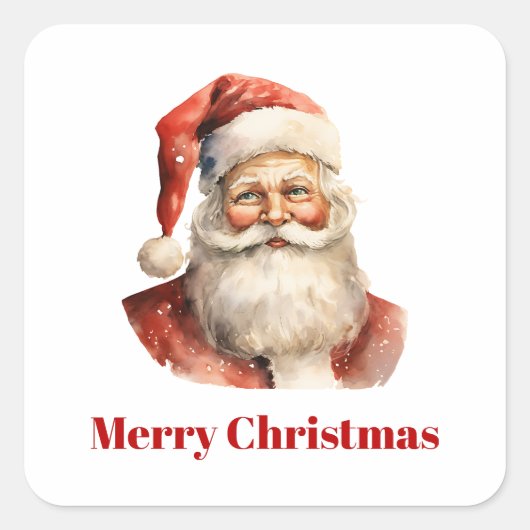 Retro Kerstmis Sinterklaas Vierkante Sticker (Voorkant)