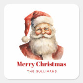 Retro Kerstmis Sinterklaas Vierkante Sticker (Voorkant)