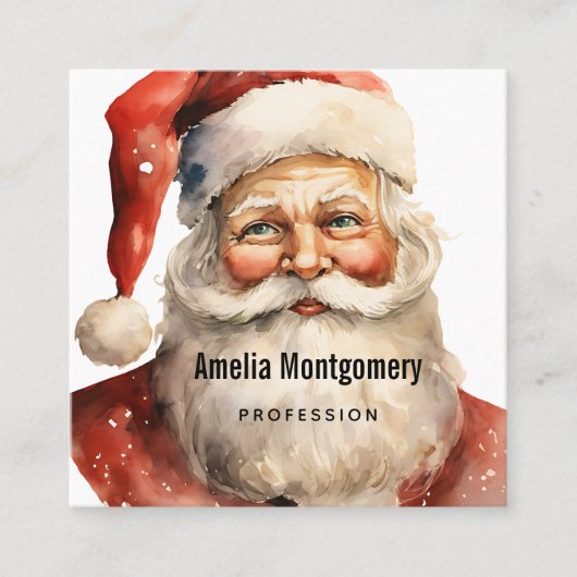 Retro Kerstmis Sinterklaas Vierkante Visitekaartje (Voorkant)