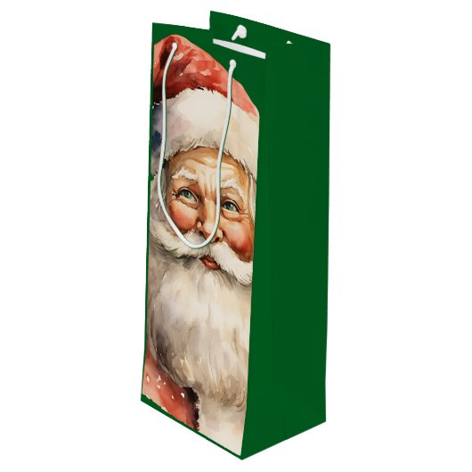 Retro Kerstmis Sinterklaas Wijn Cadeautas (Achterkant Gekanteld)