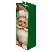 Retro Kerstmis Sinterklaas Wijn Cadeautas (Voorkant Gekanteld)
