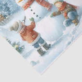 Retro Kerstmis Sneeuwman en Kinderen Tissuepapier (Detail)