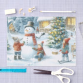 Retro Kerstmis Sneeuwman en Kinderen Tissuepapier (Craft)
